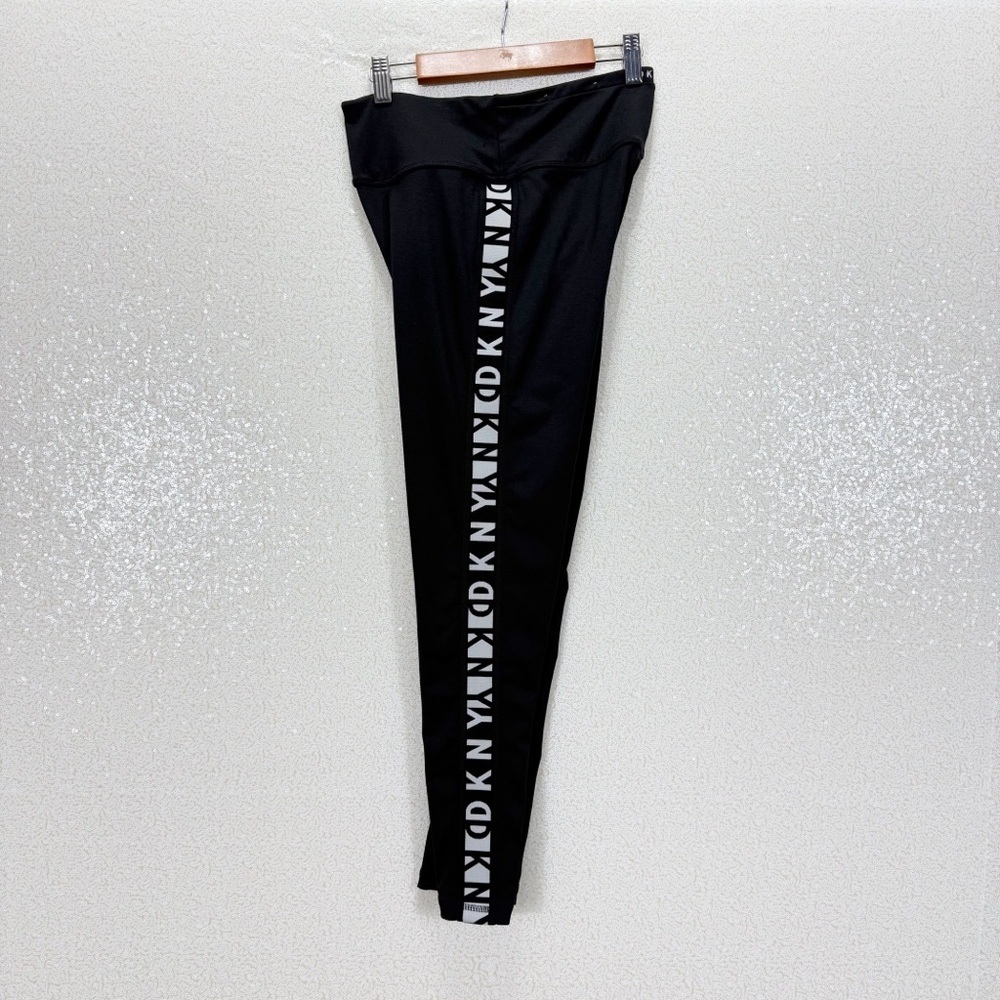 DKNY Sport Black Logo Leggings Women Small High Rise Athletic